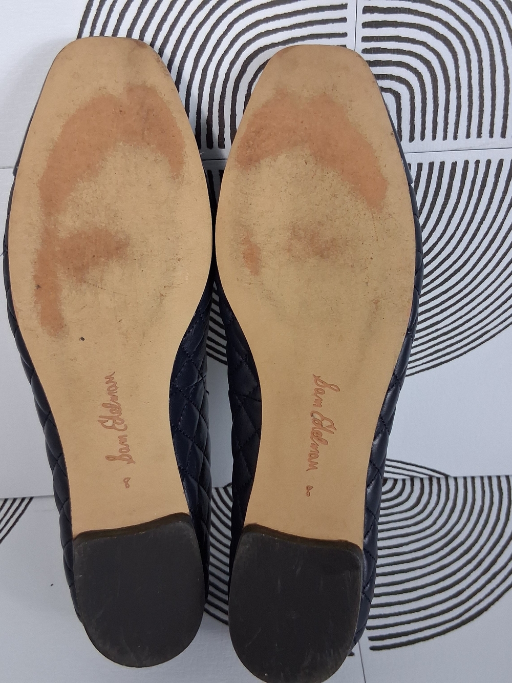 Sam Edelman Marilyn Women's 8 Navy Blue Quilted Cap Toe Leather Ballet Flats - Picture 10 of 14